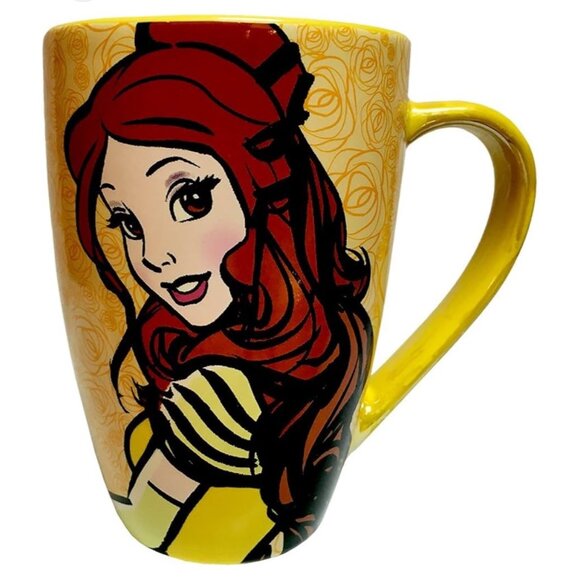 DISNEY PARKS BEAUTY & THE BEAST PRINCESS "BELLE" 16OZ COFFEE-TEA MUG YELLOW - Picture 1 of 7